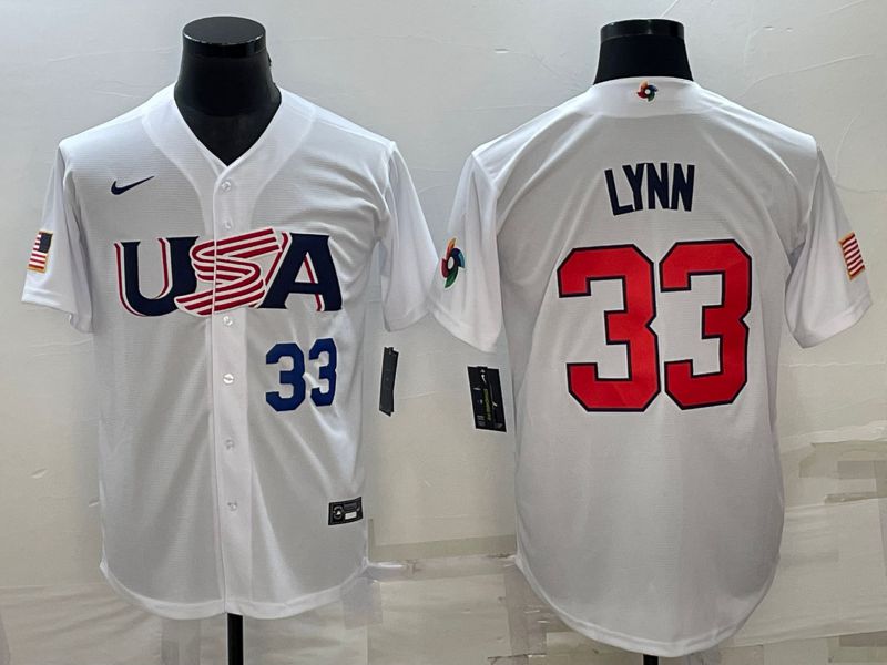 Men 2023 World Cub USA #33 Lynn White Nike MLB Jersey1